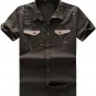 Hot sell men summer shirts short sleeve turn-down collar button slim clothes loose brand high qualit