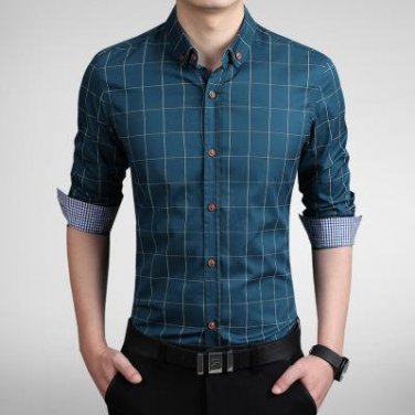 Sales hot new style men shirt long sleeve cotton shirts men\'s slim shirts casual plaid business shi