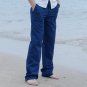 2017 Summer Men\'s Casual Cargo Pants Elastic Waist Solid Straight Fale Cotton Linen Trousers Leisur