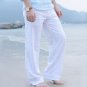 2017 Summer Men\'s Casual Cargo Pants Elastic Waist Solid Straight Fale Cotton Linen Trousers Leisur