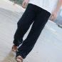 2017 Summer Men\'s Casual Cargo Pants Elastic Waist Solid Straight Fale Cotton Linen Trousers Leisur