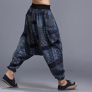 2017 New Men Harem Pants Oversized WOmen Crotch Pants Casual Travel Pants Bloomers Comfortable Cotto
