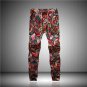 Men\'s small floral pattern Breathable Linen pants men hip hop harem pants men casual trousers elast