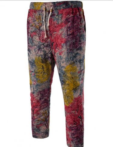 Men\'s floral Printed pattern Breathable Linen pants men hip hop harem pants men casual trousers ela