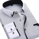2017 Men Fashion Casual Long Sleeved Printed shirt Slim Fit Male Social Business Dress Shirt Brand M