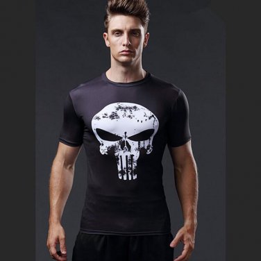 Punisher 3D Printed T-shirts Men Compression Shirts Short sleeve Cosplay Costume crossfit fitness Cl