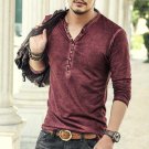 Brand Designer Men Cotton Vintage Henry T Shirts Casual Long Sleeve High quality Men old color Cardi