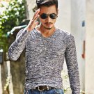 Hot 2017 New Arrival Spring Autumn Fashion Brand V-Neck Slim Fit Long Sleeve TShirt Men Trend Casual
