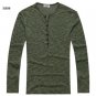 New Men Henley Shirt 2016 new Tee Tops Long Sleeve Stylish Slim Fit T-shirt Button placket Casual me
