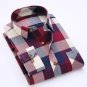 Men\'s Long Sleeve Contrast Bold Plaid Brushed Shirt with Left Chest Pocket Slim-fit Comfortable Sof