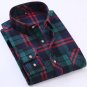 Men\'s Long Sleeve Contrast Bold Plaid Brushed Shirt with Left Chest Pocket Slim-fit Comfortable Sof