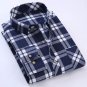 Men\'s Long Sleeve Contrast Bold Plaid Brushed Shirt with Left Chest Pocket Slim-fit Comfortable Sof