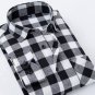 Men\'s Long Sleeve Contrast Bold Plaid Brushed Shirt with Left Chest Pocket Slim-fit Comfortable Sof