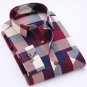 Men\'s Long Sleeve Contrast Bold Plaid Brushed Shirt with Left Chest Pocket Slim-fit Comfortable Sof
