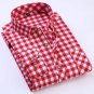 Men\'s Long Sleeve Contrast Bold Plaid Brushed Shirt with Left Chest Pocket Slim-fit Comfortable Sof
