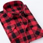 Men\'s Long Sleeve Contrast Bold Plaid Brushed Shirt with Left Chest Pocket Slim-fit Comfortable Sof