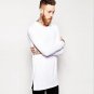 2017 Brand New extra long tee shirt for men hip hop men\'s longline t shirt long sleeve tall tees si