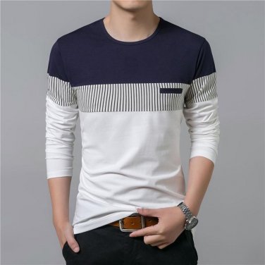 T-Shirt Men 2017 Spring Summer New Long Sleeve O-Neck T Shirt Men Brand Clothing Fashion Patchwork C