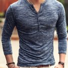 2016 new Tee Tops Long Sleeve Stylish Slim Fit T-shirt Button placket Casual Outwears Popular Design