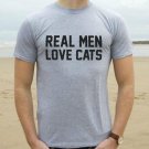 Real Men Love Cats Print Men T shirt Fashion Casual Funny Shirt For Man Gray White Black Top Tee Hip