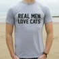 Real Men Love Cats Print Men T shirt Fashion Casual Funny Shirt For Man Gray White Black Top Tee Hip