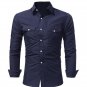 Men\'S Shirt Brand 2017 Mens Polka Single Row Shirt Slim Fit Male Shirts Long Sleeve Men Shirt Doubl