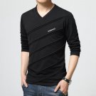 2017 Fashion Trend Autumn T Shirt Men V Collar Long Sleeve T-Shirt Large Size Slim Fit Cotton Tops T