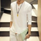 Hot Sale 2016 summer new style Chinese vintage style men shirt men\'s v-neck Long sleeve linen shirt