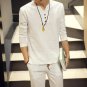 Hot Sale 2016 summer new style Chinese vintage style men shirt men\'s v-neck Long sleeve linen shirt