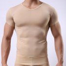 Man Undershirt/Men Ice Silk Spandex Sheer T Shirts/Male Nylon Mesh V-neck Thin Short Sleeves Tops