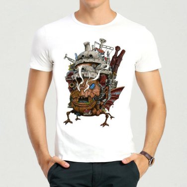 Howl\'s Moving Castle T Shirt Short Sleeve White Color Miyazaki Hayao Howl\'s Moving Castle T-shirt 