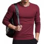 New Brand Clothing Men\'s Casual Tshirt Tops Solid Color Long Sleeve V Neck Male Culture Shirt Pullo