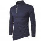 2017 New Fashion Brand Men Shirt Oblique Buckle Dress Shirt Long Sleeve Slim Fit Camisa Masculina Ca