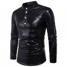 Men Crocodile Skin Designer Fashion Autumn T Shirt High Quality 2017 Personality Korea Style Full Sl