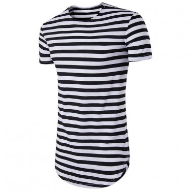 2018 striped long t shirt Men Hip Hop Black t-shirt Longline Extra Long tee shirt for male Tops Over