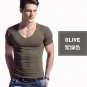Summer men\'s pure color short sleeved T-shirt, traceless self-cultivation, V collar solid color shi