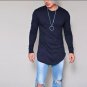 2017 Autumn Long Style Hip Hop T shirt Full Sleeves Slim Fit t Shirts Men Round Neck Asymmetry stree