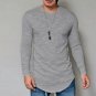 2017 Autumn Long Style Hip Hop T shirt Full Sleeves Slim Fit t Shirts Men Round Neck Asymmetry stree