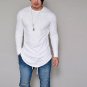 2017 Autumn Long Style Hip Hop T shirt Full Sleeves Slim Fit t Shirts Men Round Neck Asymmetry stree