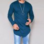 2017 Autumn Long Style Hip Hop T shirt Full Sleeves Slim Fit t Shirts Men Round Neck Asymmetry stree