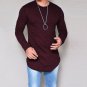 2017 Autumn Long Style Hip Hop T shirt Full Sleeves Slim Fit t Shirts Men Round Neck Asymmetry stree