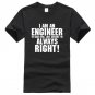 I AM AN ENGINEER printed letter summer 2017 men\'s T-shirts short sleeve cotton t shirt men harajuku