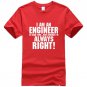 I AM AN ENGINEER printed letter summer 2017 men\'s T-shirts short sleeve cotton t shirt men harajuku