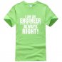I AM AN ENGINEER printed letter summer 2017 men\'s T-shirts short sleeve cotton t shirt men harajuku