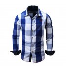 New Spring Casual Brand Slim Fit Men Long Sleeve Shirt Pure Cotton Cowboy Plaid Hit Color Clothes So