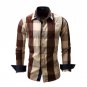New Spring Casual Brand Slim Fit Men Long Sleeve Shirt Pure Cotton Cowboy Plaid Hit Color Clothes So