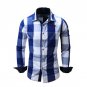New Spring Casual Brand Slim Fit Men Long Sleeve Shirt Pure Cotton Cowboy Plaid Hit Color Clothes So