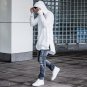 Mens Hooded T Shirt Hipster Hip Hop Streetwear Gold Side Zipper Men Extended Arc Cut Long Sleeve Tee