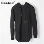 Mens Hooded T Shirt Hipster Hip Hop Streetwear Gold Side Zipper Men Extended Arc Cut Long Sleeve Tee