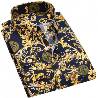 Men Shirts Long Sleeve Spring Summer Fashion Printing Floral Male Shirts Brand Clothing Casual shirt